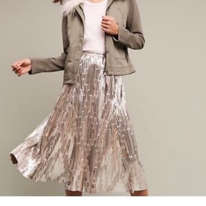 Anthropologie Maeve Eclat Metallic Midi Skirt SZ 8